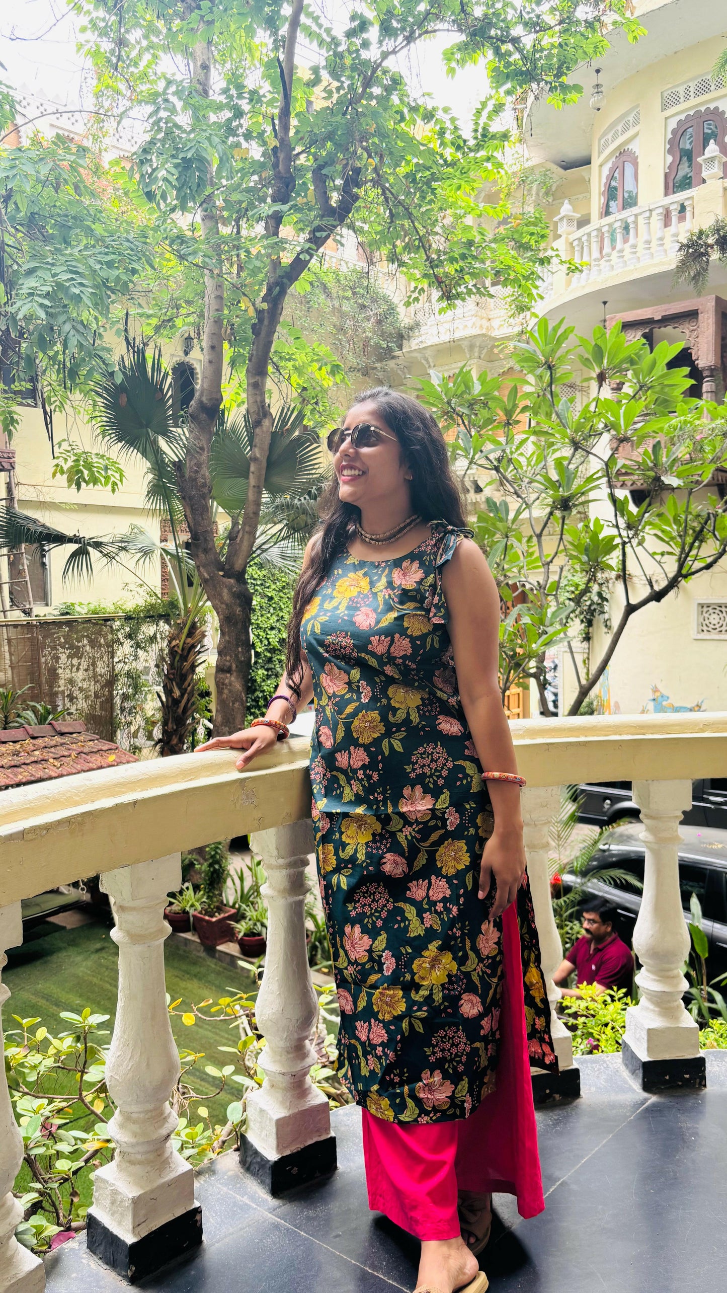 Dark Green Spaghetti Strap Floral Printed Cotton Straight Kurta – Stylish Ethnic Wear for Women - Shri Weaves & Wonder